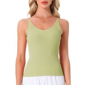 Spaghetti Strap Soft V Neck Cami Casual Camisole Tank Pajama Tops Green